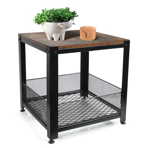 Crafting Your Industrial Grid End Table With Lid Handles Set of 2 Galvanized Gray Brown